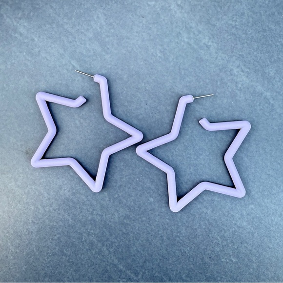 Star Hoop Earrings - Matte Purple - Picture 5 of 10
